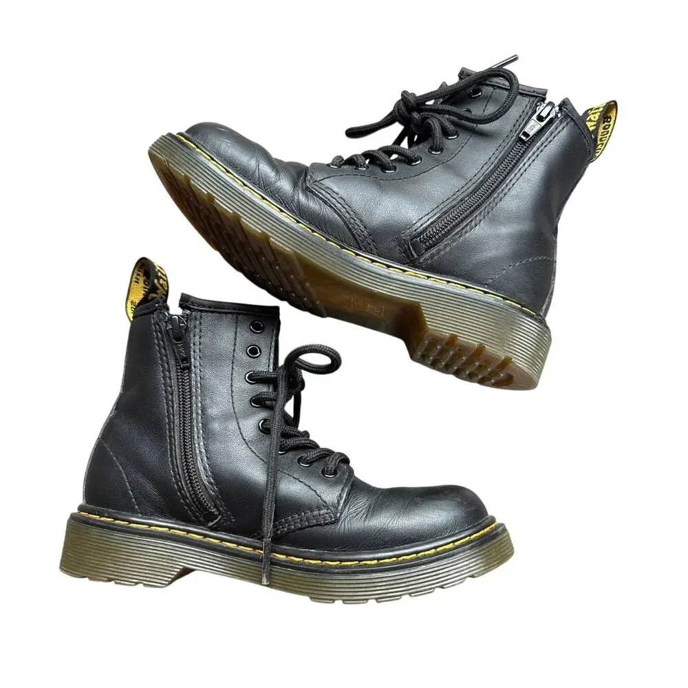 Dr. Martens Junior 1460 Side Zipper Leather Boots Size 1